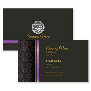 Wedding Emblem Business Card 2x3-1/2 Rectangle Horizontal - Affair Purple