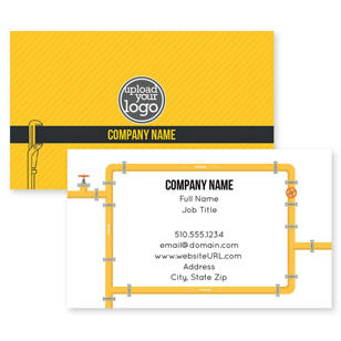 Plumbing Pipes Business Card 2x3-1/2 Rectangle Horizontal - Lemon Yellow