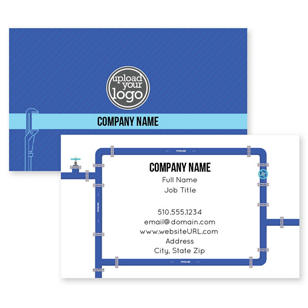 Plumbing Pipes Business Card 2x3-1/2 Rectangle Horizontal - Venice Blue