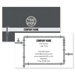 Plumbing Pipes Business Card 2x3-1/2 Rectangle Horizontal - Charcoal