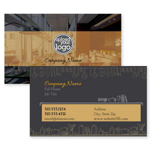 Spoon & Fork Business Card 2x3-1/2 Rectangle Horizontal - Charcoal