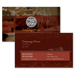 Spoon & Fork Business Card 2x3-1/2 Rectangle Horizontal - Merlot Red