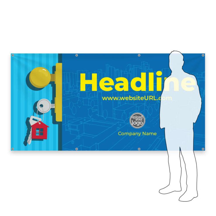 Keys to the House Vinyl Banner 4'x8' Rectangle Horizontal - Blue