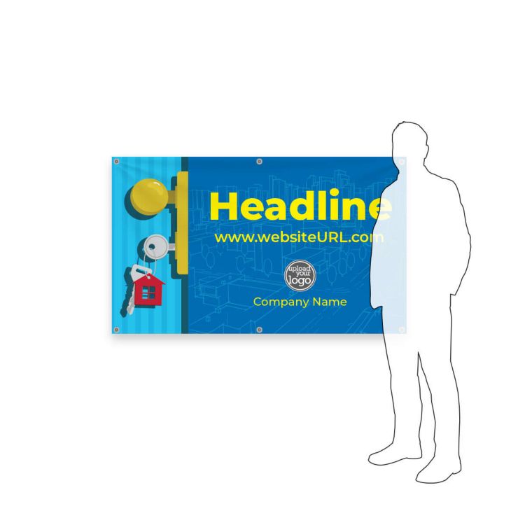 Keys to the House Vinyl Banner 3'x5' Rectangle Horizontal - Blue