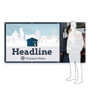 Home Shopping Vinyl Banner 4'x8' Rectangle Horizontal - Blue Stratos