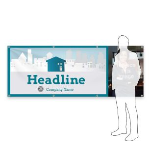 Home Shopping Vinyl Banner 3'x8' Rectangle Horizontal - Sky Blue