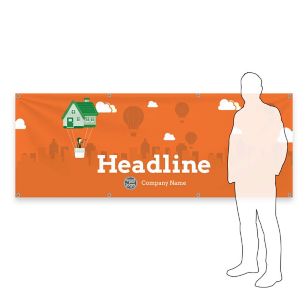 New Home Adventure Vinyl Banner 3'x8' Rectangle Horizontal - Orange