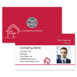 Close to Home Business Card 2x3-1/2 Rectangle Horizontal - Pomegranate Red