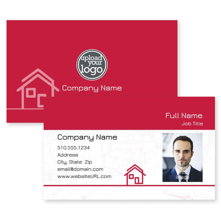 Close to Home Business Card 2x3-1/2 Rectangle Horizontal - Pomegranate Red