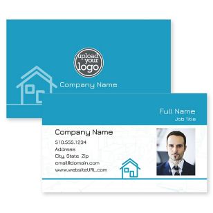 Close to Home Business Card 2x3-1/2 Rectangle Horizontal - Blue, Sky