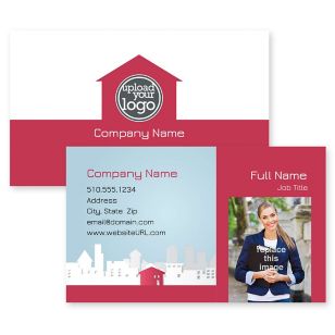 Full House Business Card 2x3-1/2 Rectangle Horizontal - Strawberry Red