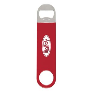 Large Vinyl-Coated Stainless Steel Bottle Opener - Red