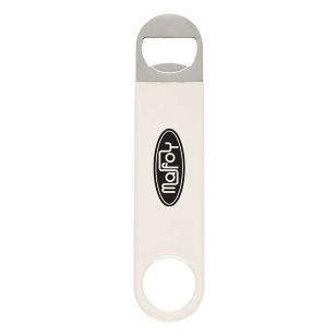 Large Vinyl-Coated Stainless Steel Bottle Opener - White