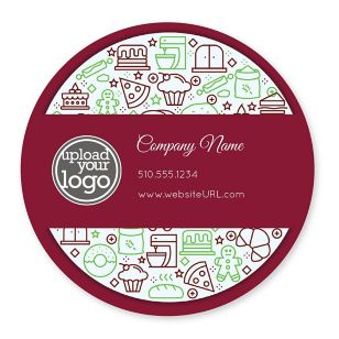 Victorian Kitchen Sticker 4x4 Circle - Merlot Red