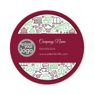 Victorian Kitchen Sticker 3x3 Circle - Merlot Red