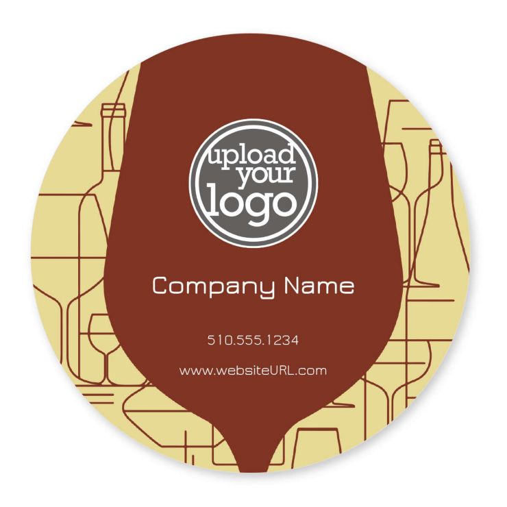 Cocktail Doodle Sticker 4x4 Circle - Merlot Red