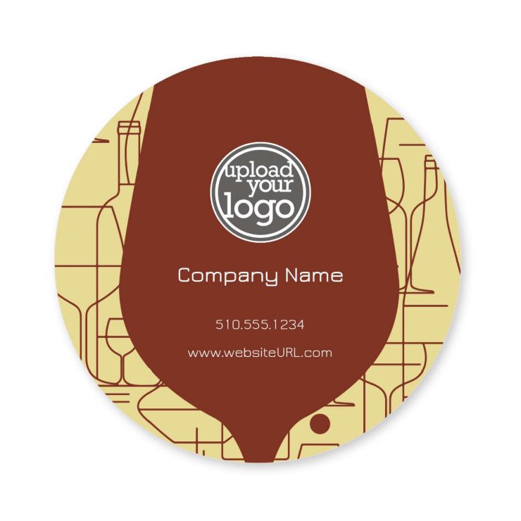 Cocktail Doodle Sticker 3x3 Circle - Merlot Red