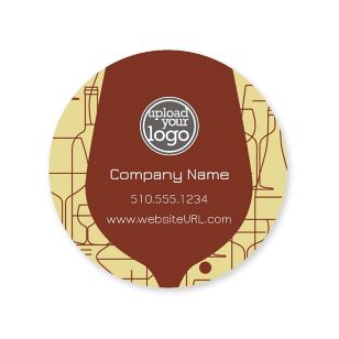 Cocktail Doodle Sticker 2x2 Circle - Merlot Red