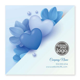 Abstract Heart & Flower Sticker 4x4 Square - Blue