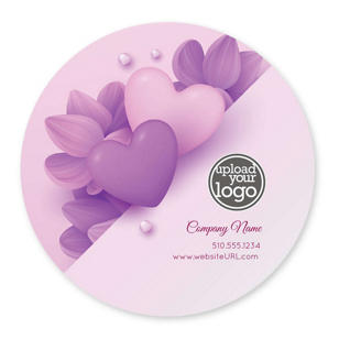 Abstract Heart & Flower Sticker 4x4 Circle - Eggplant