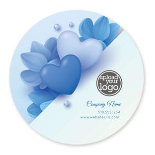 Abstract Heart & Flower Sticker 4x4 Circle - Blue