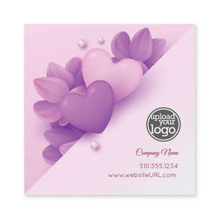 Abstract Heart & Flower Sticker 3x3 Square - Eggplant