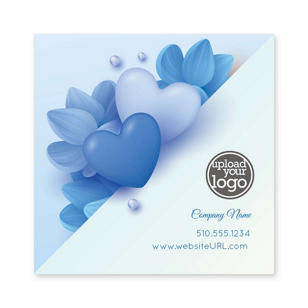 Abstract Heart & Flower Sticker 3x3 Square - Blue