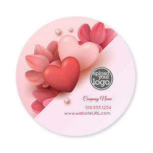 Abstract Heart & Flower Sticker 3x3 Circle - Pomegranate Red