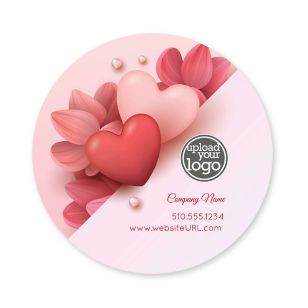 Abstract Heart & Flower Sticker 3x3 Circle - Pomegranate Red