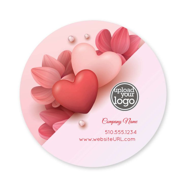 Abstract Heart & Flower Sticker 3x3 Circle - Pomegranate Red