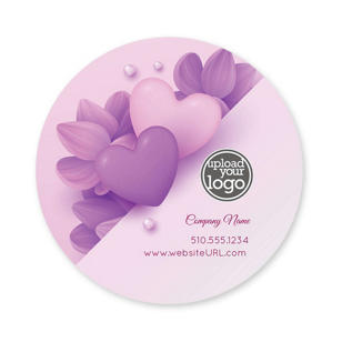 Abstract Heart & Flower Sticker 3x3 Circle - Eggplant