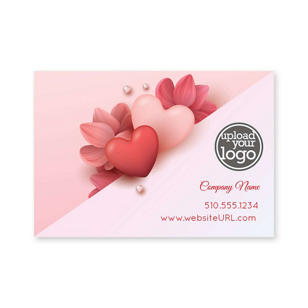 Abstract Heart & Flower Sticker 2x3 Rectangle Horizontal - Pomegranate Red