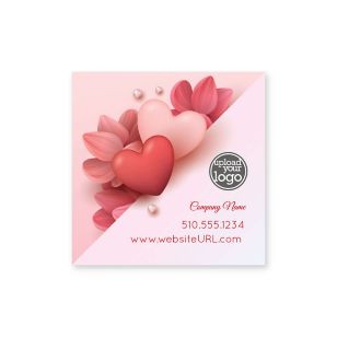 Abstract Heart & Flower Sticker 2x2 Square - Pomegranate Red