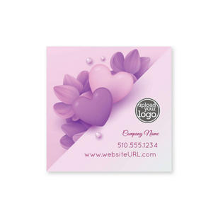 Abstract Heart & Flower Sticker 2x2 Square - Eggplant
