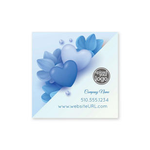 Abstract Heart & Flower Sticker 2x2 Square - Blue