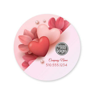 Abstract Heart & Flower Sticker 2x2 Circle - Pomegranate Red
