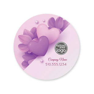 Abstract Heart & Flower Sticker 2x2 Circle - Eggplant