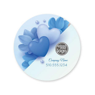 Abstract Heart & Flower Sticker 2x2 Circle - Blue