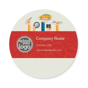 Car Services Sticker 3x3 Circle - Red