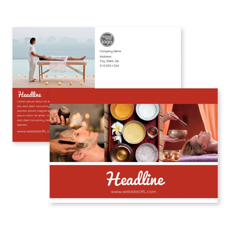 Relaxation Spa Postcard 4x6 Rectangle Horizontal - Strawberry Red