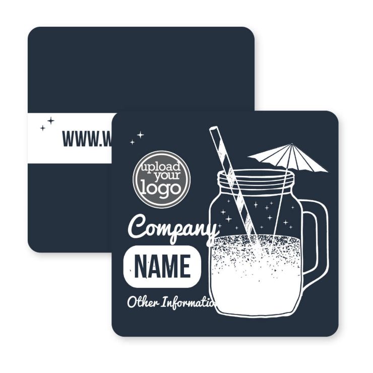 Front Porch Drinks Coaster 3-1/2" Round Corner Square - Blue Stratos