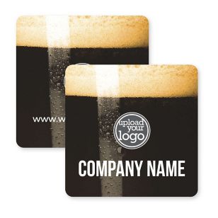 Fresh Brewed Beer Coaster 3-1/2" Round Corner Square - Brown