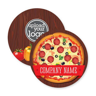 Pizza Time Coaster 3-5/8" Circle - Red