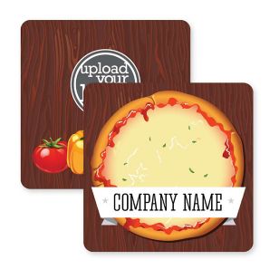 Pizza Time Coaster 3-1/2" Round Corner Square - White