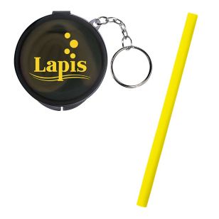 Silicone Straw in Travel Case - Charcoal/Yellow