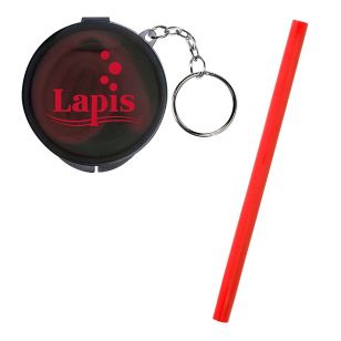 Silicone Straw in Travel Case - Charcoal/Red