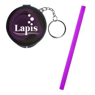 Silicone Straw in Travel Case - Charcoal/Purple