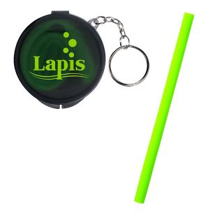 Silicone Straw in Travel Case - Charcoal/Green, Lime