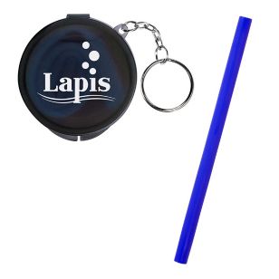 Silicone Straw in Travel Case - Charcoal/Blue