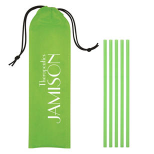 5-Pack On-The-Go Straws w/ Pouch - Green, Lime Translucent